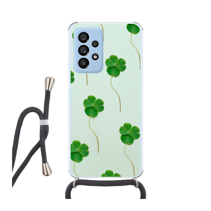 Custom Samsung Galaxy A53 5G Crossbody Shamrock Green Leaf Phone Case