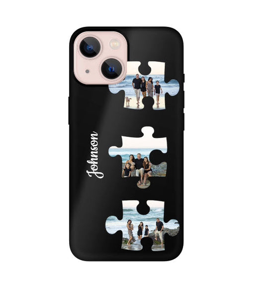 Custom Apple iPhone 15 Puzzle Everyday Phone Case (Black)