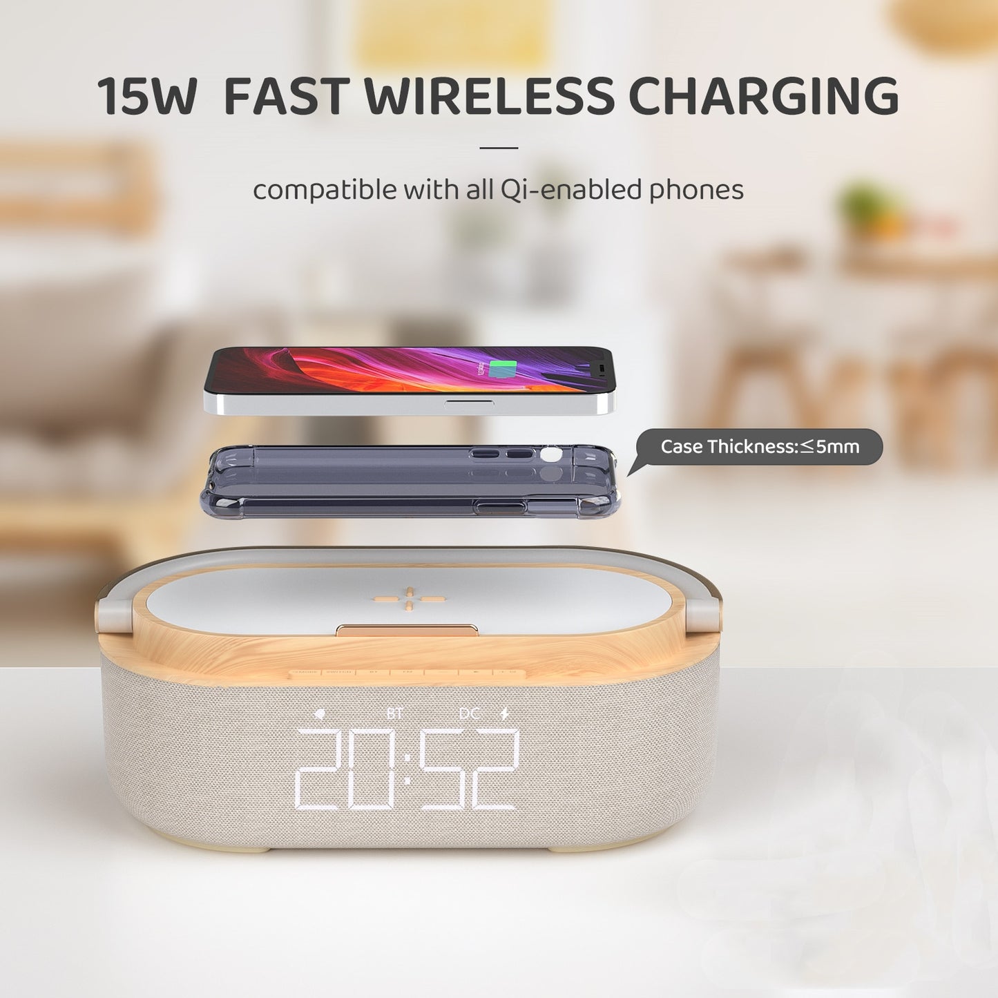 AuraCharge - Digital Wireless Charger Alarm Clock