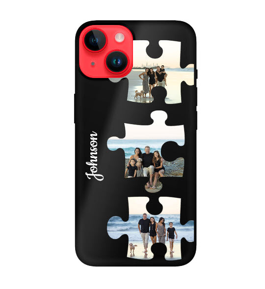 Custom Apple iPhone 14 Puzzle Everyday Phone Case (Black)